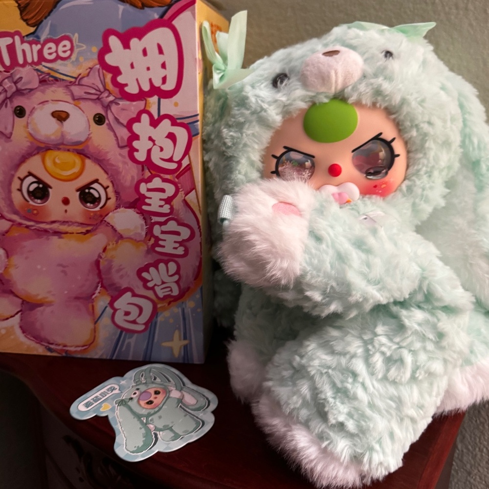 BB3 400% Hugging Backpack Yellow/Lime - Sea Salt Rabbit - Pacifier/Special Eyes!